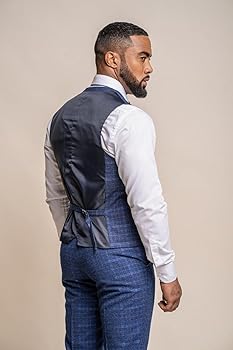 トップス pois tweed vest blue Mens Tweed Check Vest Slim Fit Retro Sold Separately Set in